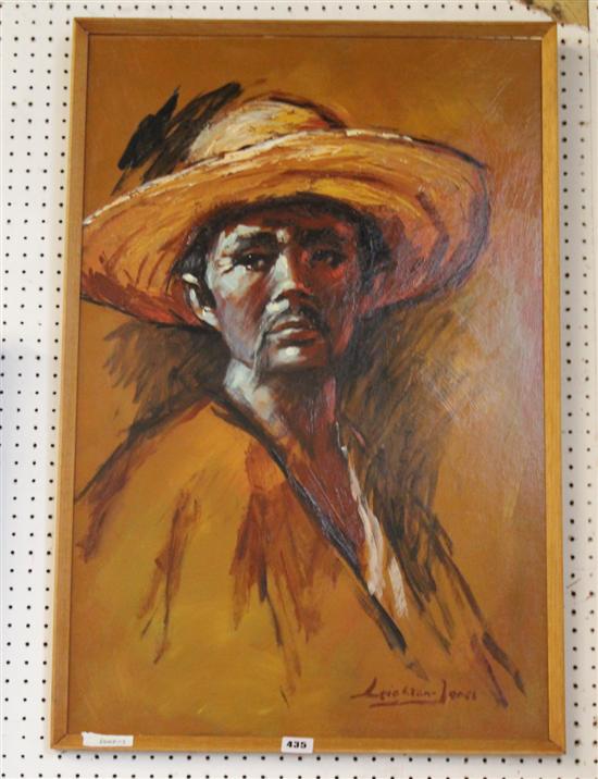 Barry Leighton Jones (b1932), oil on board, portrait of a Gaucho